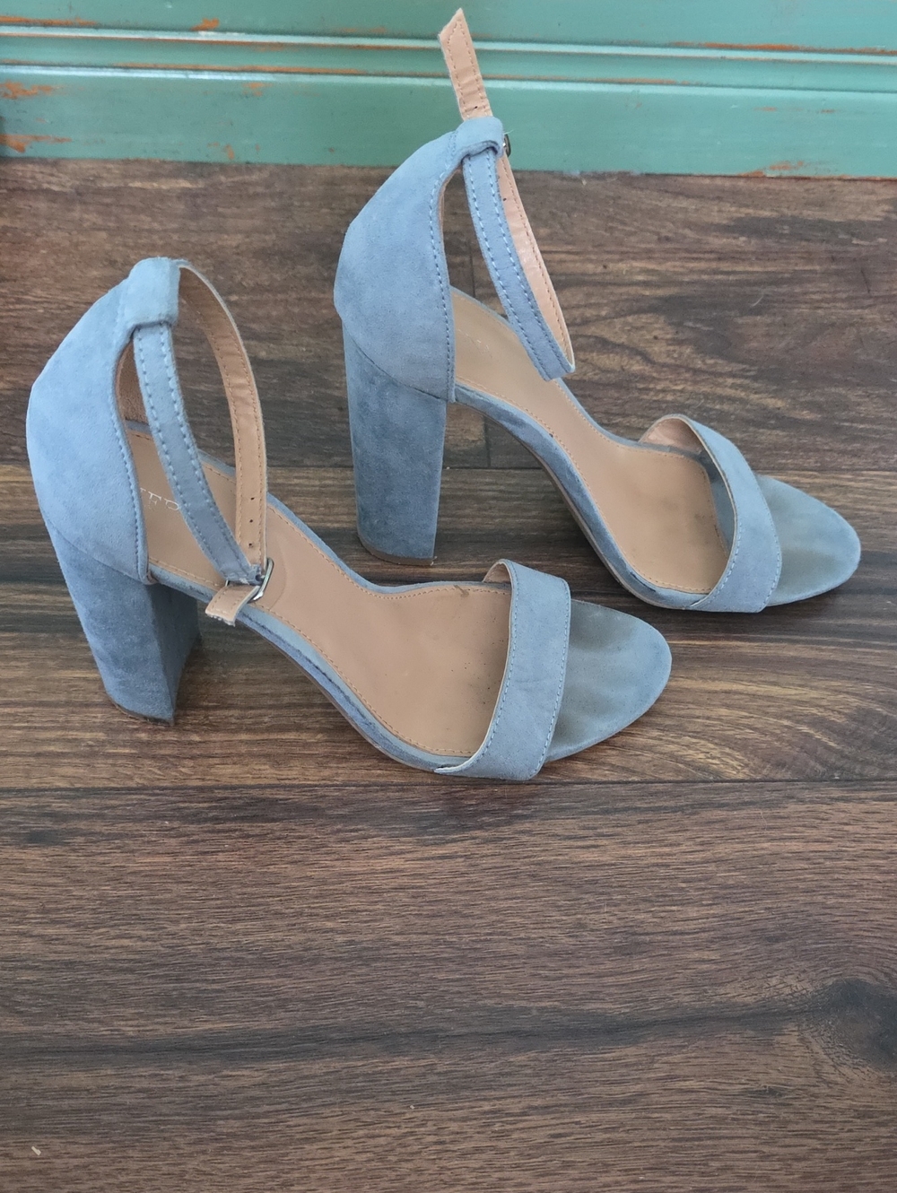 Merona Light Blue Suede Block Heel Sandals